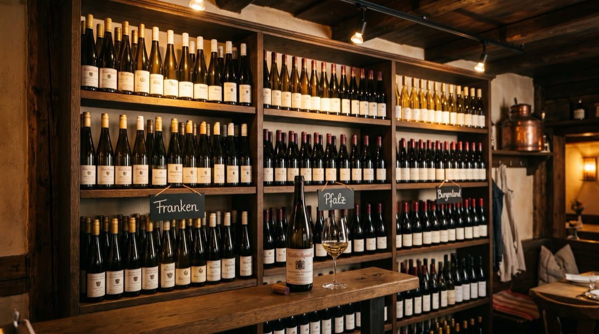 Ausgewähltes Wein-Regal im Wirtshaus Felsner